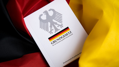 The book of German constitution basic law on flag of federal republic of Germany