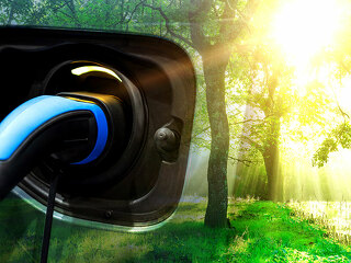 EV charging station for electric car in concept of green energy and eco power