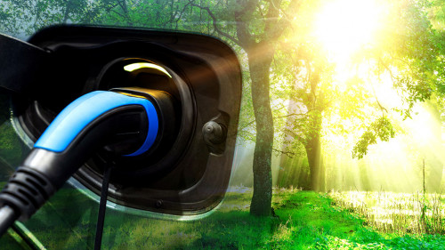 EV charging station for electric car in concept of green energy and eco power