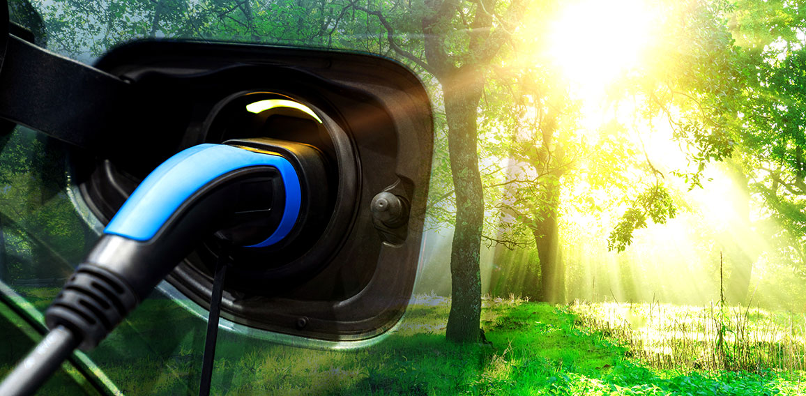 EV charging station for electric car in concept of green energy and eco power