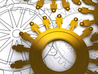 golden people cogs as concept