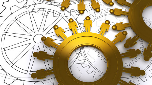 golden people cogs as concept