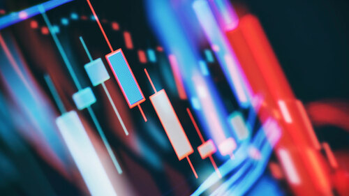 Financial graphs on the computer screen , Stock market graph on