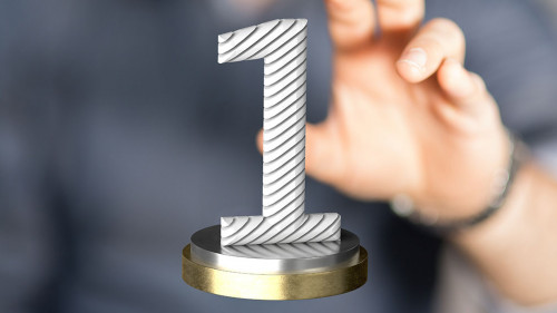 champion gold winner first place in hand