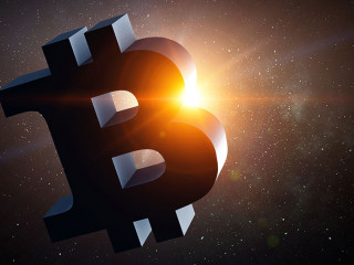 Crypto currency space. 3d rendering