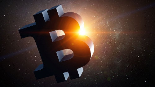 Crypto currency space. 3d rendering