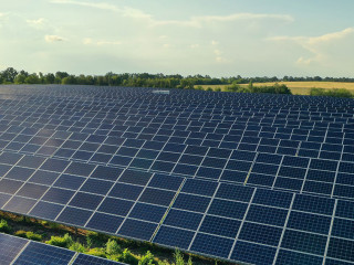 Solar panels installed outdoors. Alternative energy source