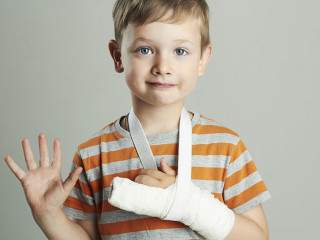 little boy in a cast.child with a broken arm.after accident