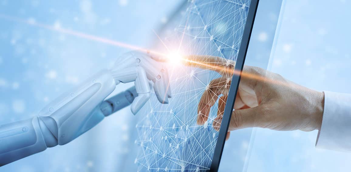Robot hand and human touching on global virtual network connecti