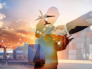 Business Logistics and transportation concept, Business man is m