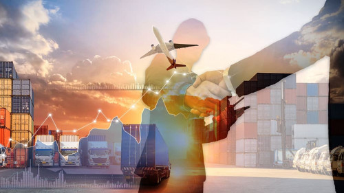 Business Logistics and transportation concept, Business man is m