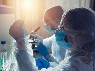 Medical science laboratory. Concept of virus and bacteria research