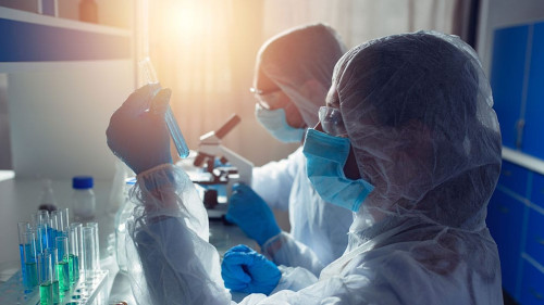 Medical science laboratory. Concept of virus and bacteria research