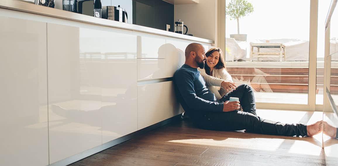 Loving young couple spending time together at home