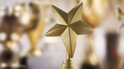 selective focus on one trophy with other trophies as background