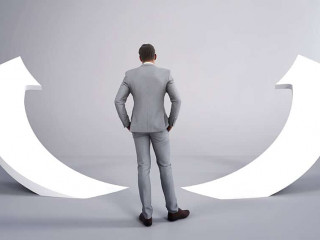 Leader or Business man making decision, 2 directions of choices