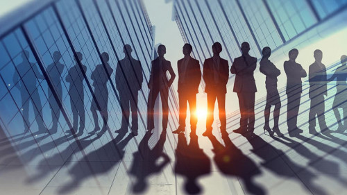 Our successful business team . Mixed media