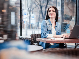Dreamy female person enjoying every moment