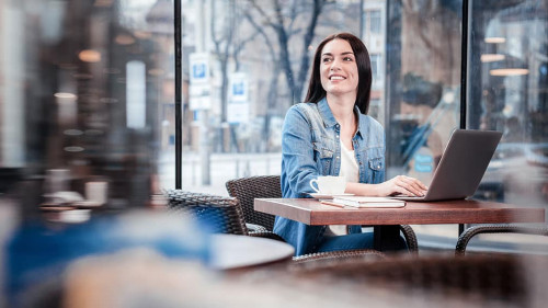 Dreamy female person enjoying every moment