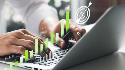 Businessman analyzing company's financial balance sheet working
