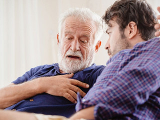 Differences of two generations male elder father with younger ma