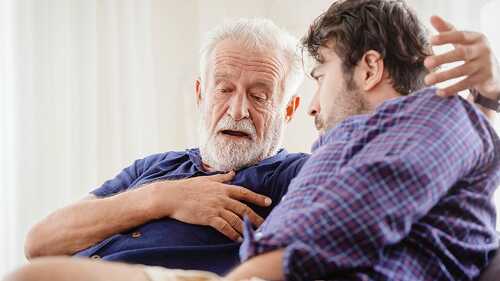 Differences of two generations male elder father with younger ma