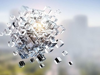 Floating cubes. Innovation and creativity concept