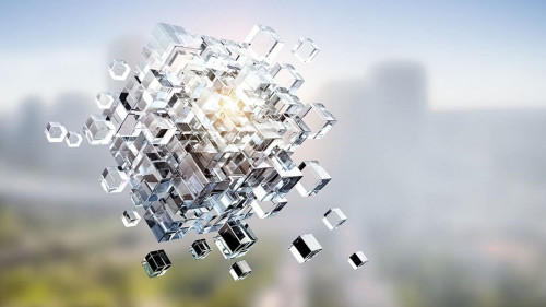 Floating cubes. Innovation and creativity concept