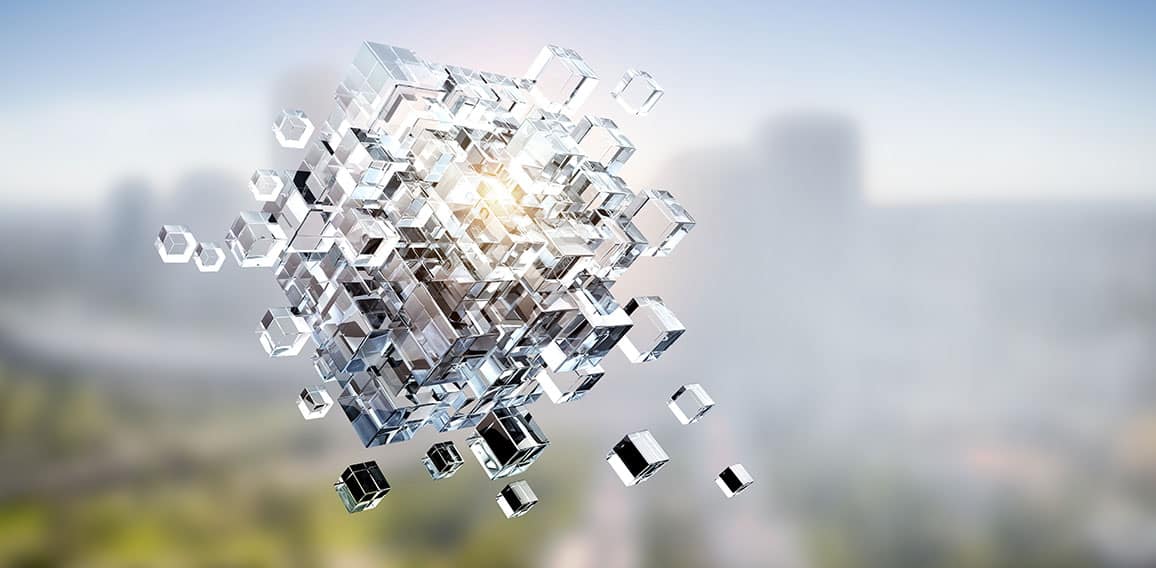 Floating cubes. Innovation and creativity concept