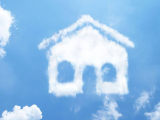 Clouds shape like house.