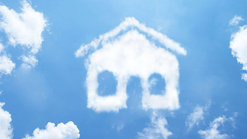 Clouds shape like house.