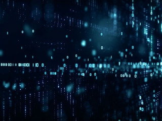 Digital cyberspace with particles and Digital data network conne