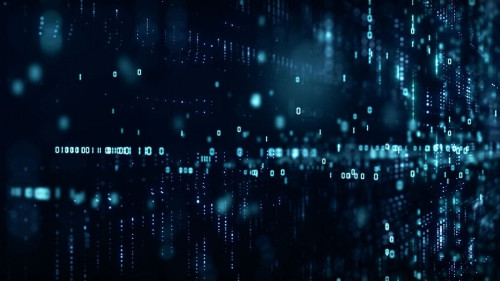 Digital cyberspace with particles and Digital data network conne