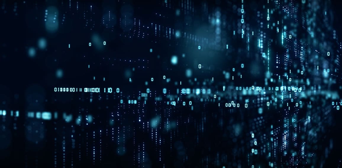 Digital cyberspace with particles and Digital data network conne