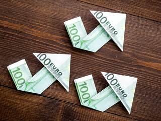 Arrow of euro chart - currency trading concept
