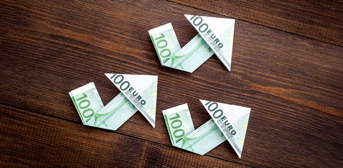 Arrow of euro chart - currency trading concept