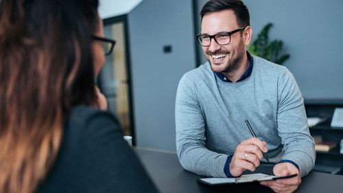 Successful job interview.