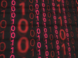Binary computer code hackers zero one red