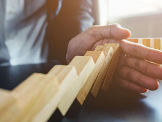 Problem Solving,Close up view on hand of business woman stopping