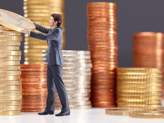 Business man saving money