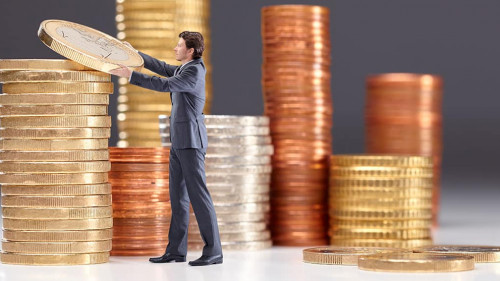 Business man saving money