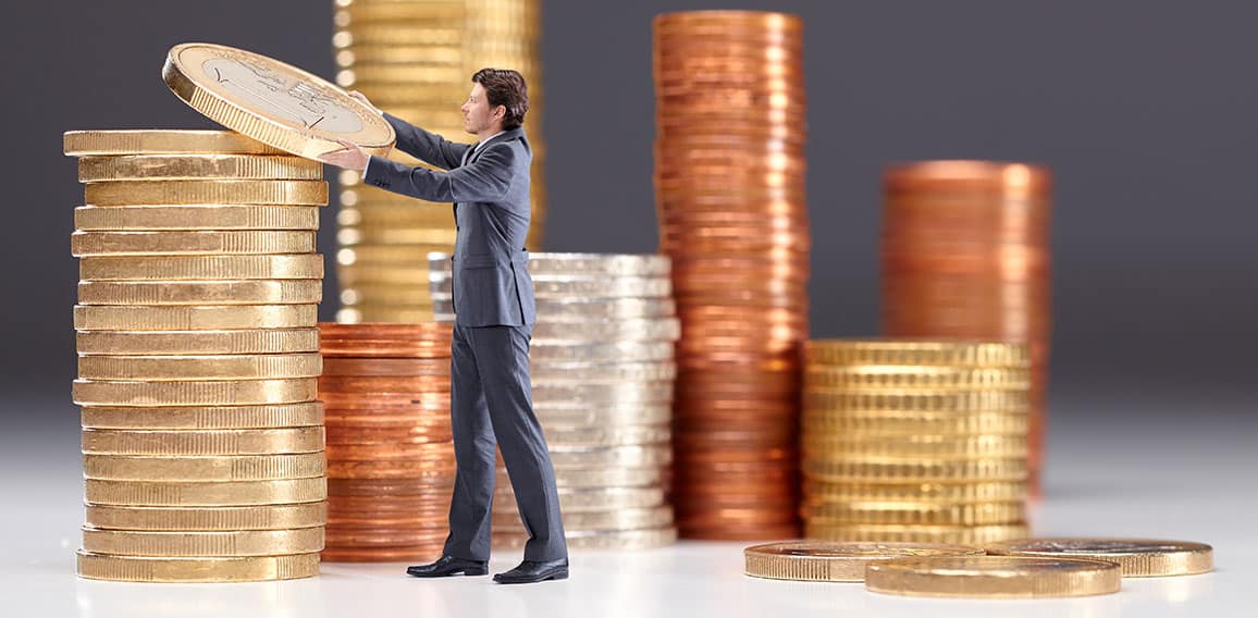 Business man saving money