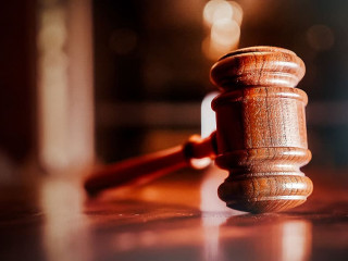 Gavel on desk - Legal law symbols