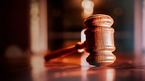 Gavel on desk - Legal law symbols