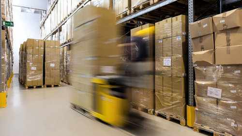 Fork lift operator with products