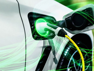 EV charging station for electric car in concept of green energy and eco power