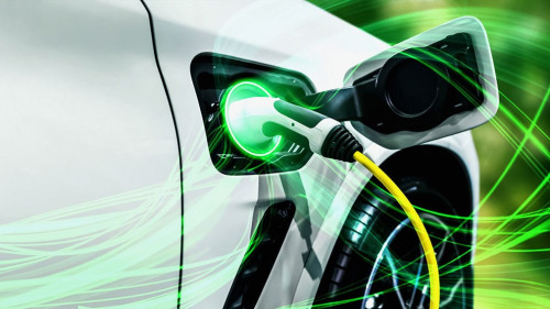 EV charging station for electric car in concept of green energy and eco power