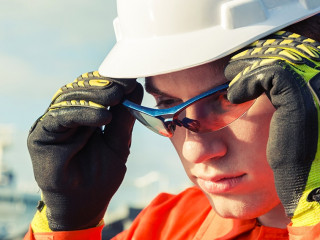 Engineer is wearing the safety goggles.