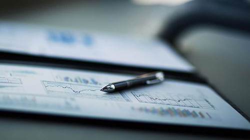 Drawings and charts of successful business.