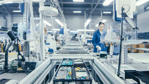 Shot of an Electronics Factory Workers Assembling Circuit Boards